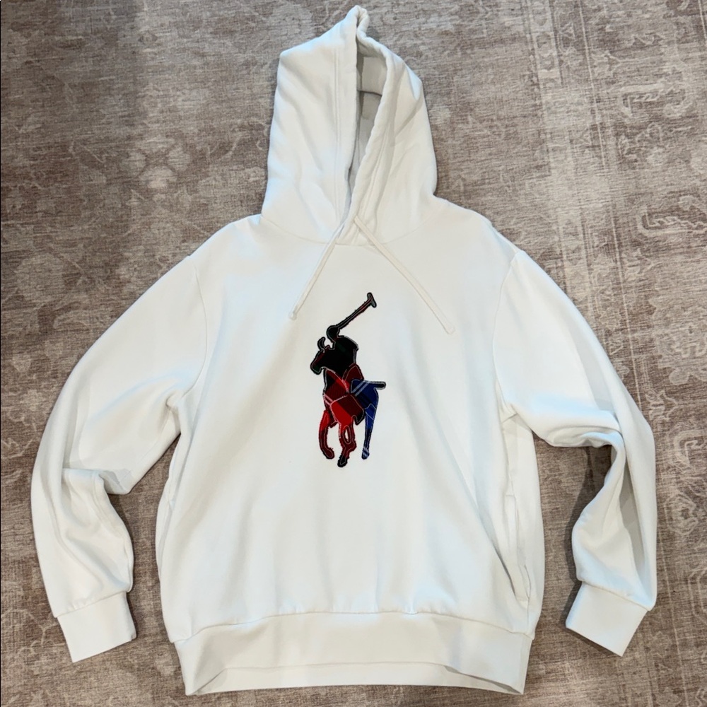 Ralph Lauren White Hoodie with Polo Embroidery
